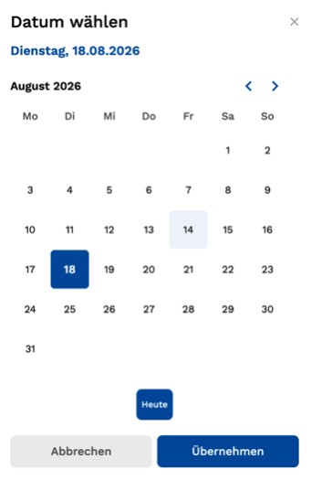 Datum wählen per Kalender