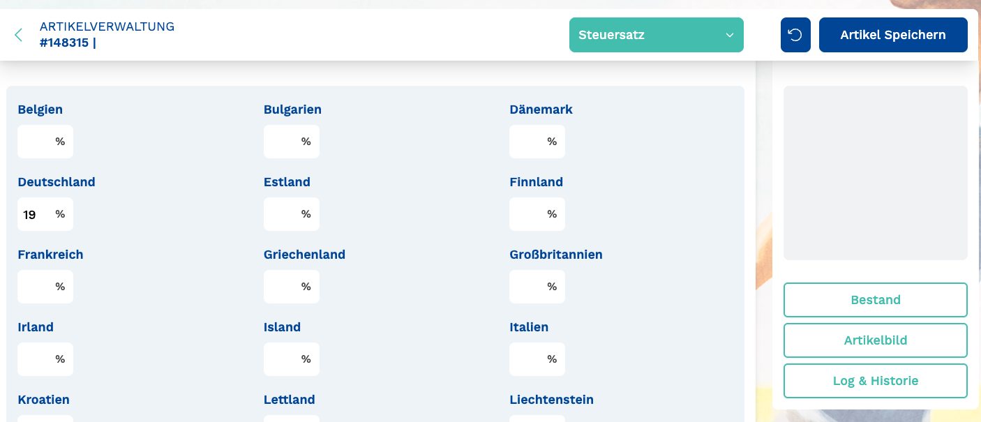 Steuersätze nach Ländern